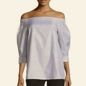 Theory Off the Shoulder Gray Cuffed Shirt womens s